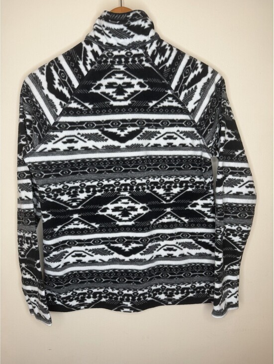 Eddie Bauer Sweaters - Eddie Bauer Sweater Womens Small Black White Fleece Pullover 3/4 Zipper